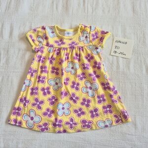 Hanna Andersson girls size 80 or 18-24 months yellow play style dress flowers